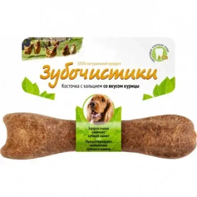 Деревенские лакомства Зубочистики Косточка жевательная для собак средних пород 10-25 кг Курица 1 шт (95 г) Зоомагазин «Корм40»