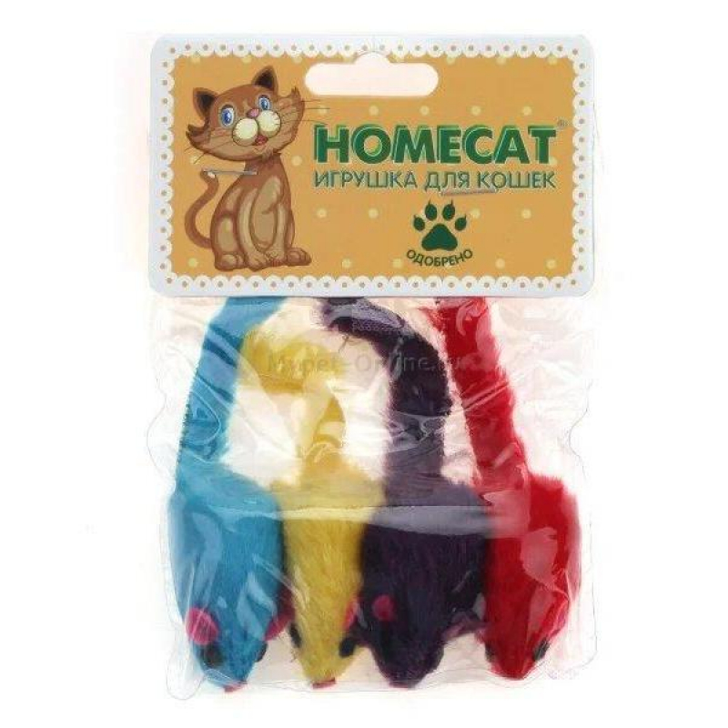 HOMECAT Мышки плюш цвет 4шт 5см Зоомагазин «Корм40»