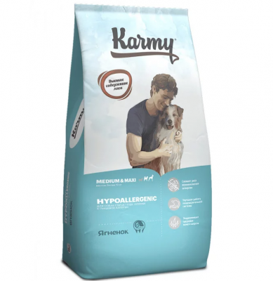 Похожие товары Karmy Medium & Maxi 14 кг гипоаллергенный корм для собак средних и крупных пород с ягненком Зоомагазин «Корм40»