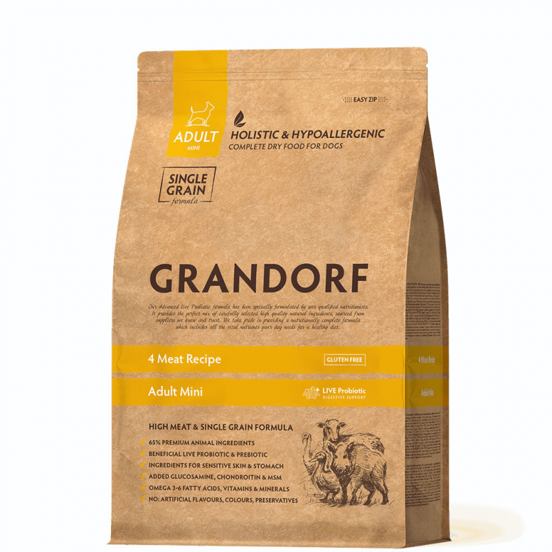 Грандорф Мини 4 мяса 1кг/мешок 3кг Зоомагазин «Корм40»