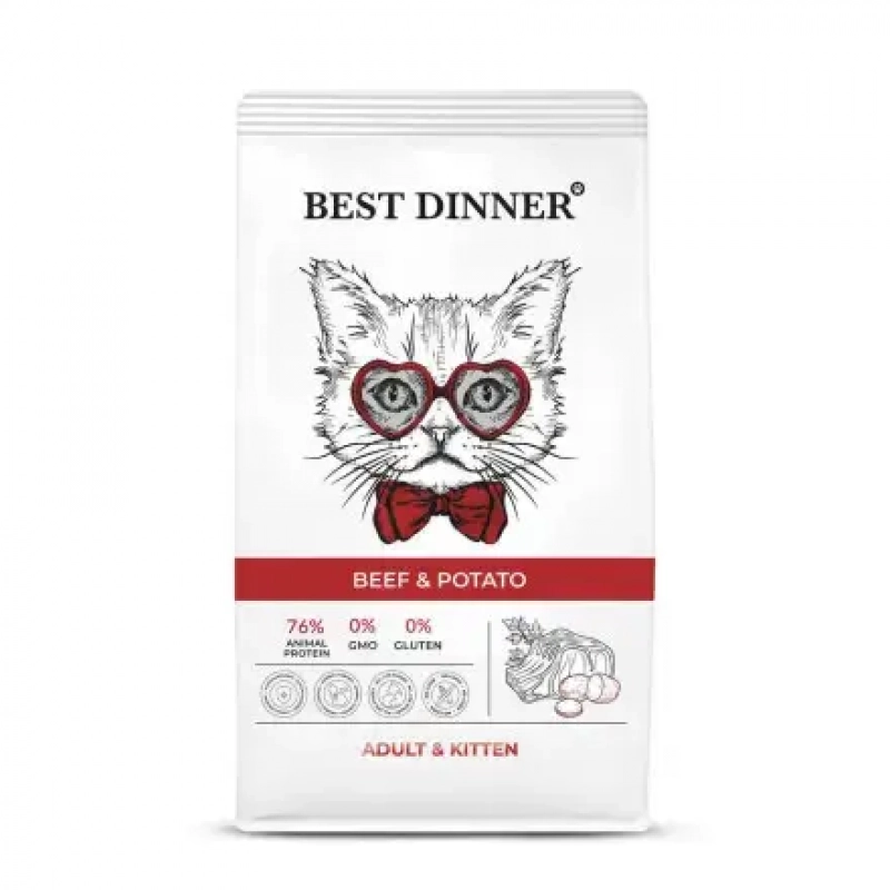 Best Dinner для котят и взрослых кошек с говядиной 0,4кг Зоомагазин «Корм40»