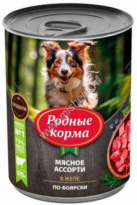 Родные корма мясное асс желе 970г Зоомагазин «Корм40»