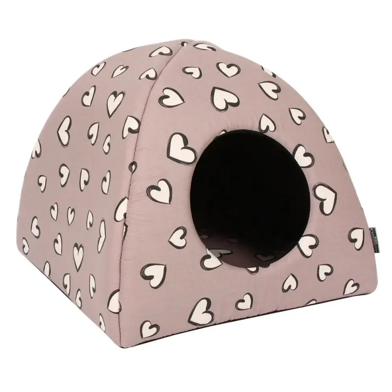 ДОМ-ВИГВАМ поплин 40х40х39 Rich Breed СЕРДЕЧКИ НА МОККАЧИНО Зоомагазин «Корм40»