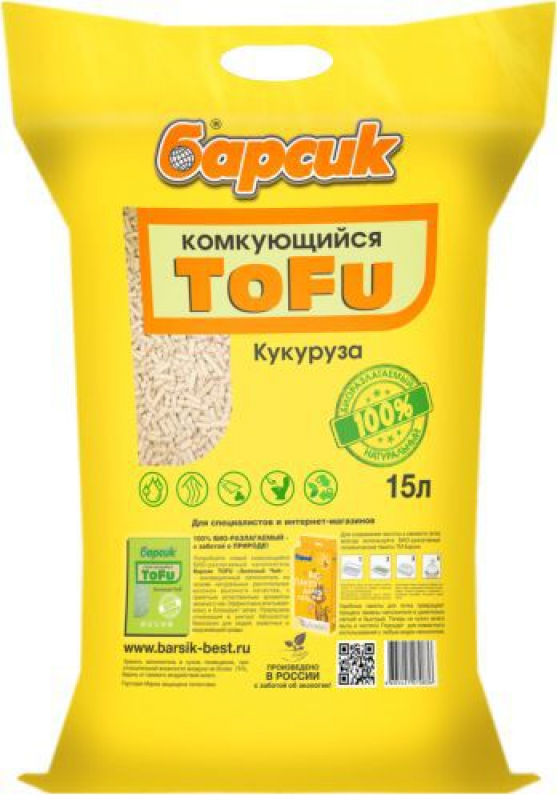 Барсик TOFU Кукурузный 15л Зоомагазин «Корм40»