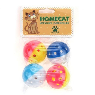 HOMECAT 4шт Ф4см Мячи пласт с/колок Зоомагазин «Корм40»