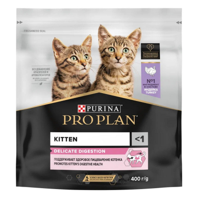 Pro Plan Delicate 400 г сухой корм для котят с чувствительным пищеварением Индейка Зоомагазин «Корм40»