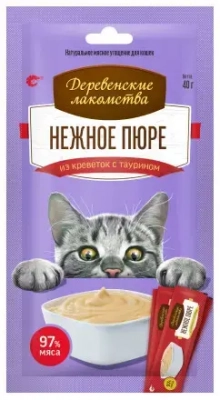 Похожие товары Деревенские лакомства Пюре для кошек с креветками 40гр Зоомагазин «Корм40»