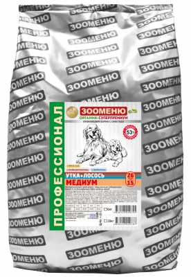 Сухой корм для собак Зооменю Утка+Лосось МЕДИУМ - 18кг Зоомагазин «Корм40»