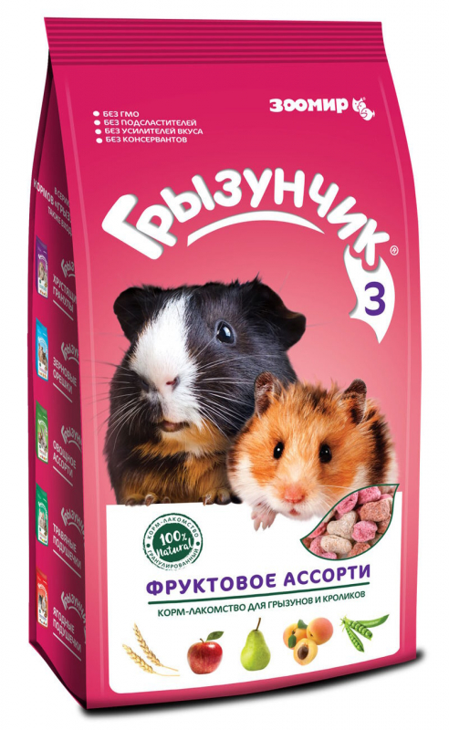 Грызунчик №3 фрукт асс 200гр Зоомир Зоомагазин «Корм40»