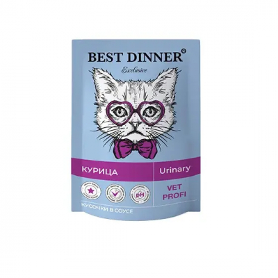 Best Dinner Exclusive Vet Profi Urinary для кошек для профилактики мочекаменной болезни  Курица соус 85г Зоомагазин «Корм40»