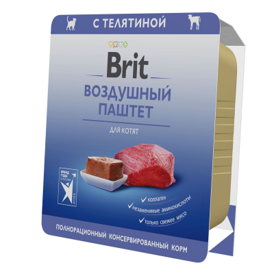 BRIT PREMIUM Воздушный паштет для котят Телятина, 100г Зоомагазин «Корм40»