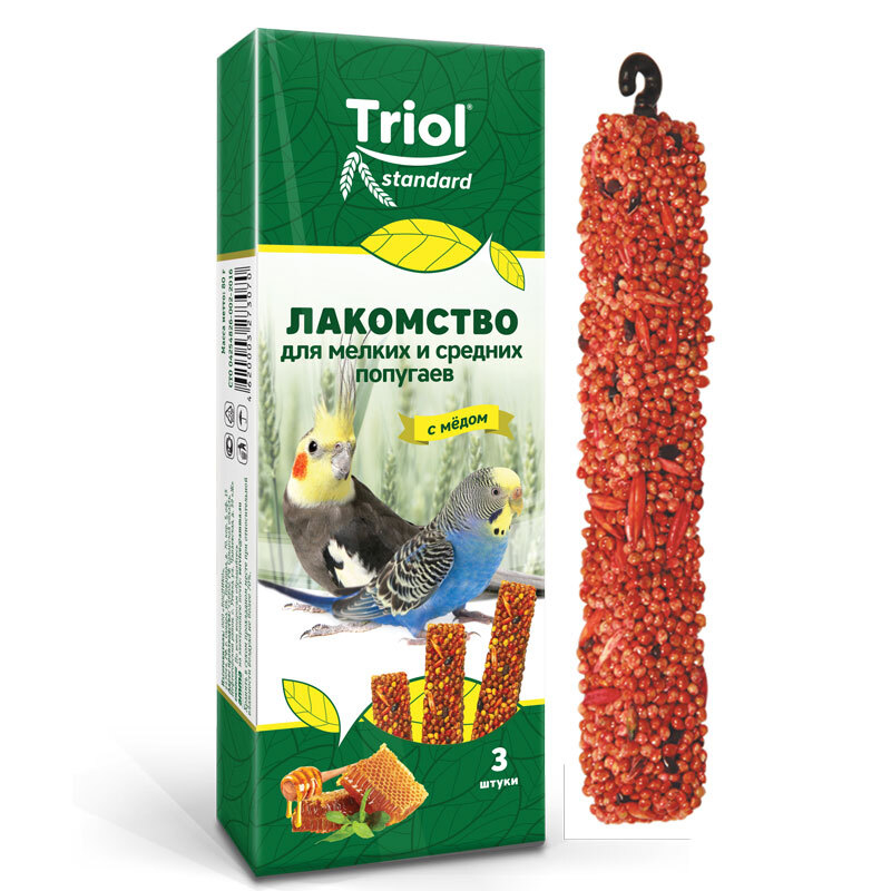 Триол Стандарт д/мелк/ср попуг мёд (уп. 3шт) 80г Зоомагазин «Корм40»