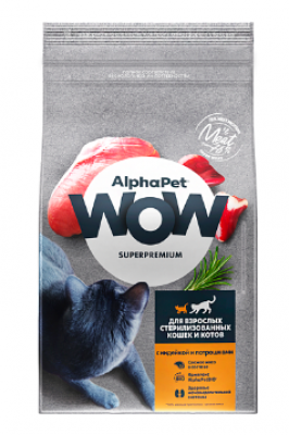 AlphaPet WOW Superpremium  для стерил. кошек цыпленок 350г Зоомагазин «Корм40»