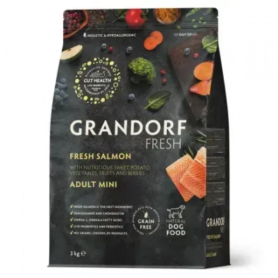 Grandorf Fresh Dog Adult Mini Salmon&Potato сухой корм для собак мелких пород с филе лосося и бататом 1кг Зоомагазин «Корм40»