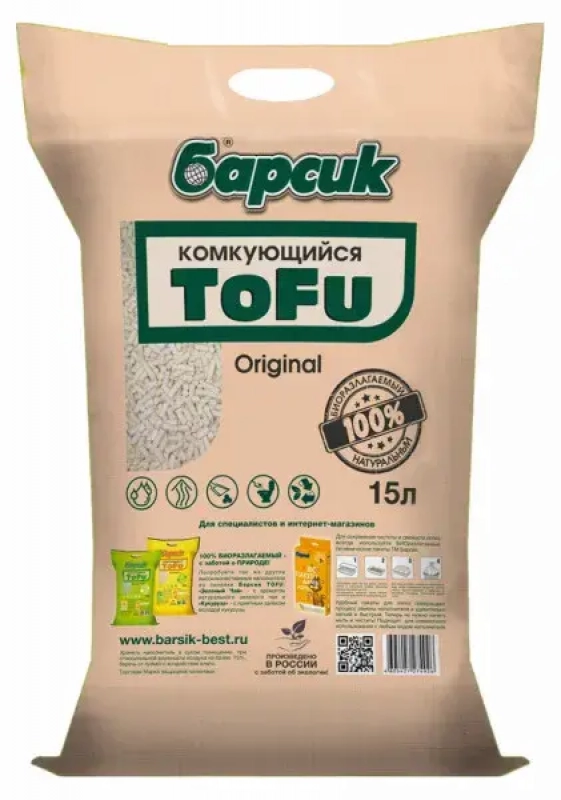 Барсик ToFu Original наполнитель комкующийся 15 л Зоомагазин «Корм40»