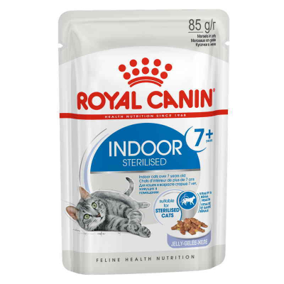 Royal Canin Indoor Sterilised 7+ влажный корм для домашних стерилизованных кошек старше 7 лет, желе 85 г Зоомагазин «Корм40»