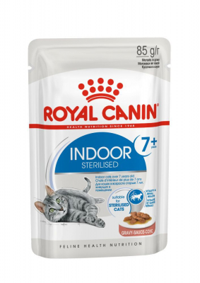 Royal Canin Indoor Sterilised 7+ влажный корм для домашних стерилизованных кошек старше 7 лет, соус 85г Зоомагазин «Корм40»