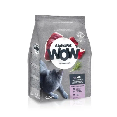 AlphaPet WOW Superpremium сухой корм для кошек с уткой и потрошками 350 г Зоомагазин «Корм40»