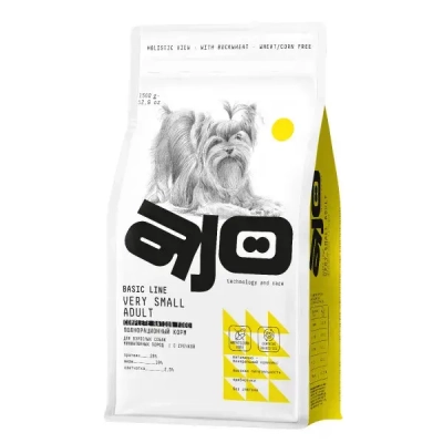 AJO Dog Very Small Adult сухой корм для взрослых собак миниатюрных пород с индейкой, ягненком и гречкой 1,5 кг Зоомагазин «Корм40»