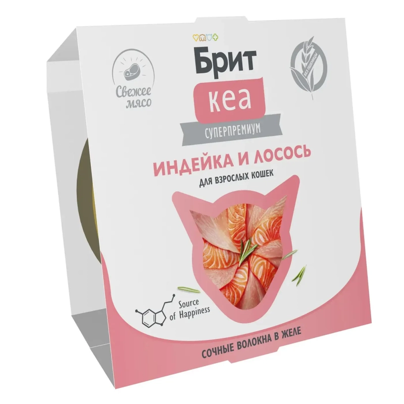БРИТ КЕА влажный корм для кошек, Индейка и Лосось в желе, 75 г Зоомагазин «Корм40»