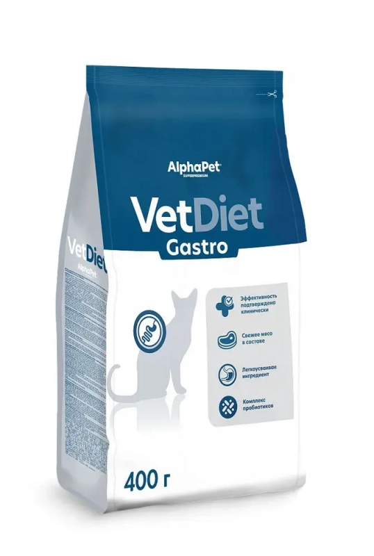 AlphaPet Vet Diet 0,4кг сухой при острых расстройствах пищеварения, в реабилитационный период и при истощении для кошек Зоомагазин «Корм40»