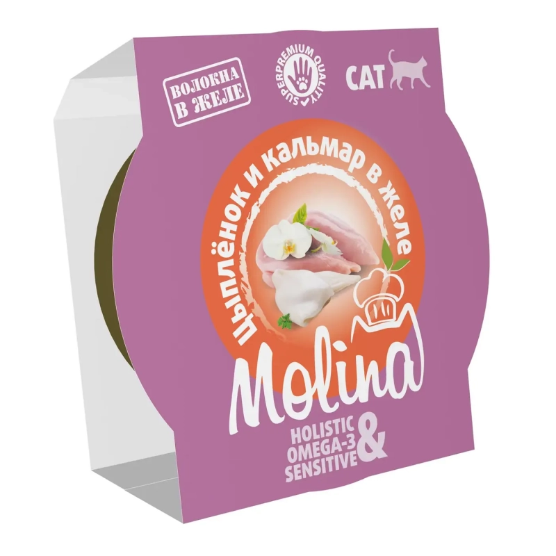 Molina влажный корм для кошек цыпленок и кальмар в желе 75 г Зоомагазин «Корм40»
