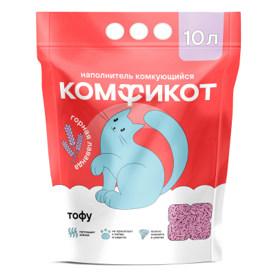 Комфикот Наполнитель тофу комкующийся горная лаванда, 10 л Зоомагазин «Корм40»