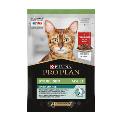 ProPlan для стерилизованных кошек Говядина соус 85гр Зоомагазин «Корм40»